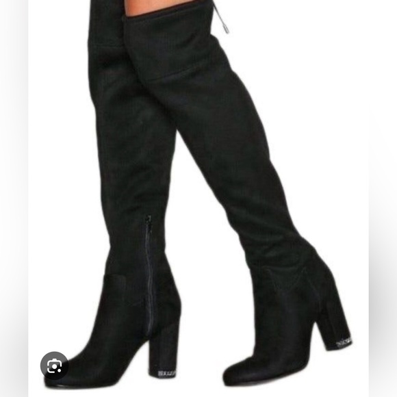 MICHAEL Michael Kors Jamie Stretch Over The Knee Boots in Black in black suede - Picture 2 of 7